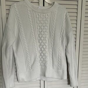 Women's White Cable Knit Sweater